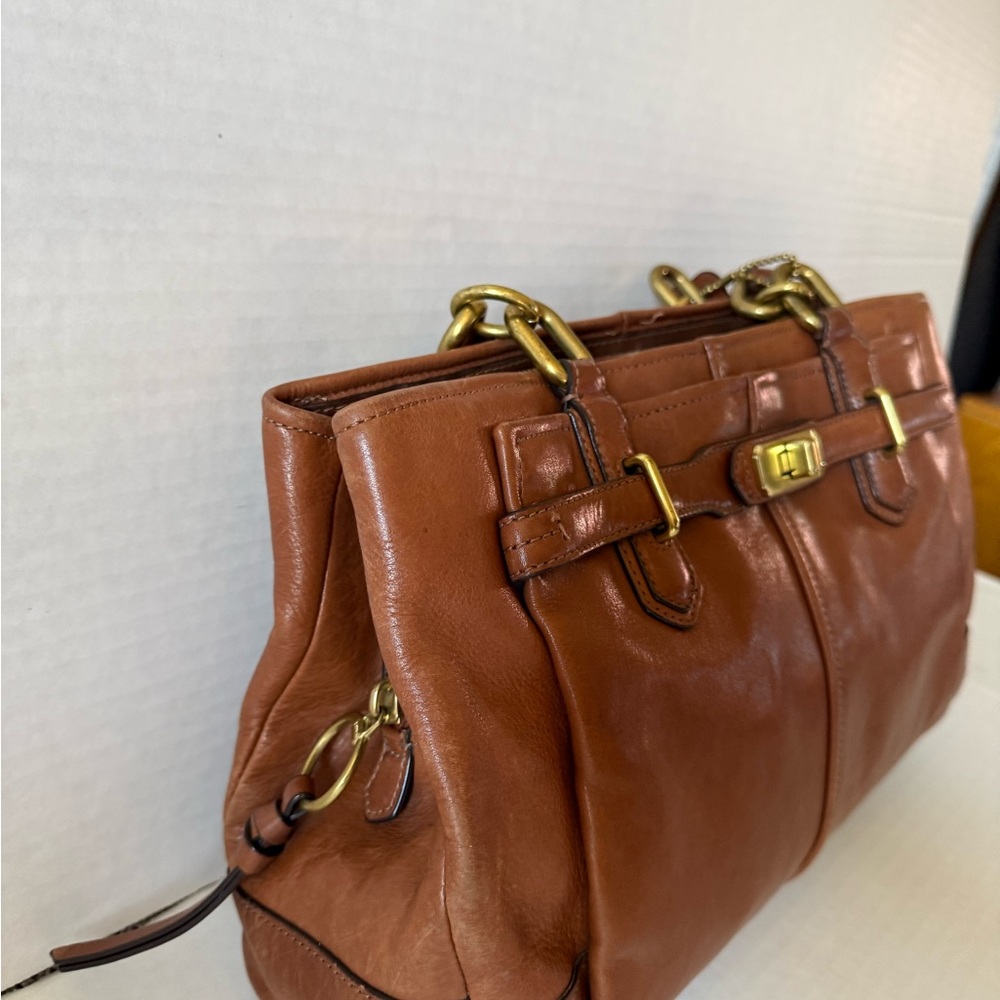 Coach Vintage Brown Leather Satchel with Gold-Tone Hardware - Picture 10 of 11